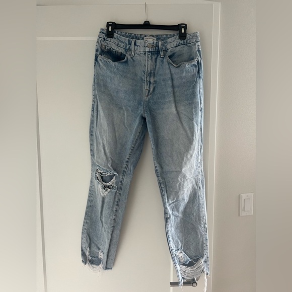 Good American Jeans Distressed Straight Leg - Picture 1 of 4